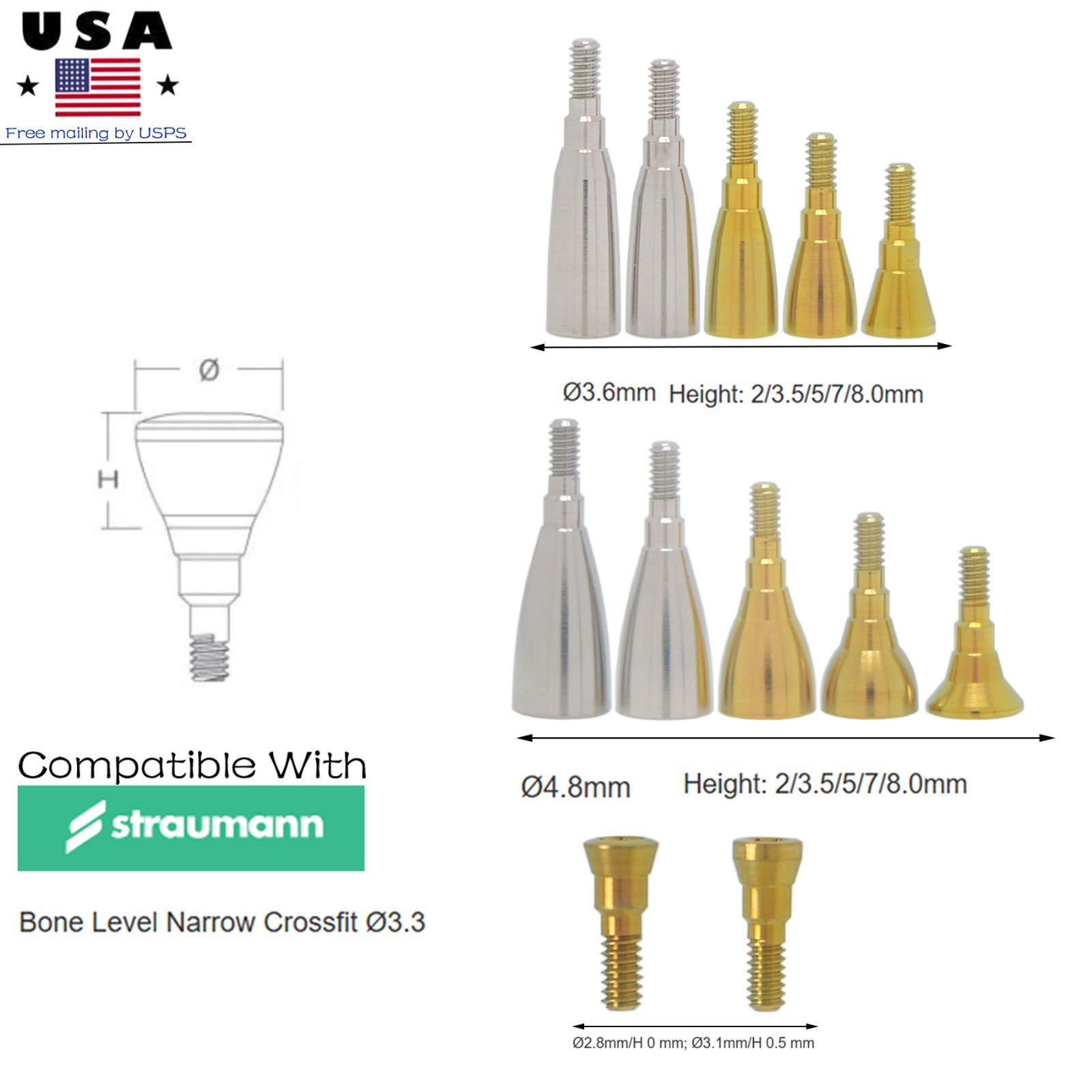 NC Dental Healing Abutment Healing Closure Narrow for Straumann ITI Bone Level