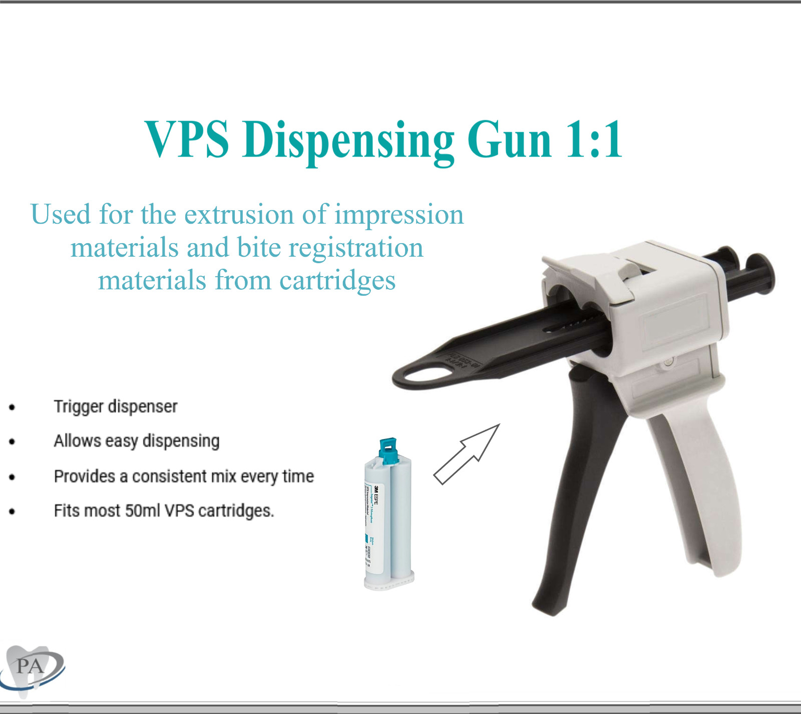 Dental Gun Dispenser Gun For VPS, C&B, Core Material Compule Dispenser, Automix