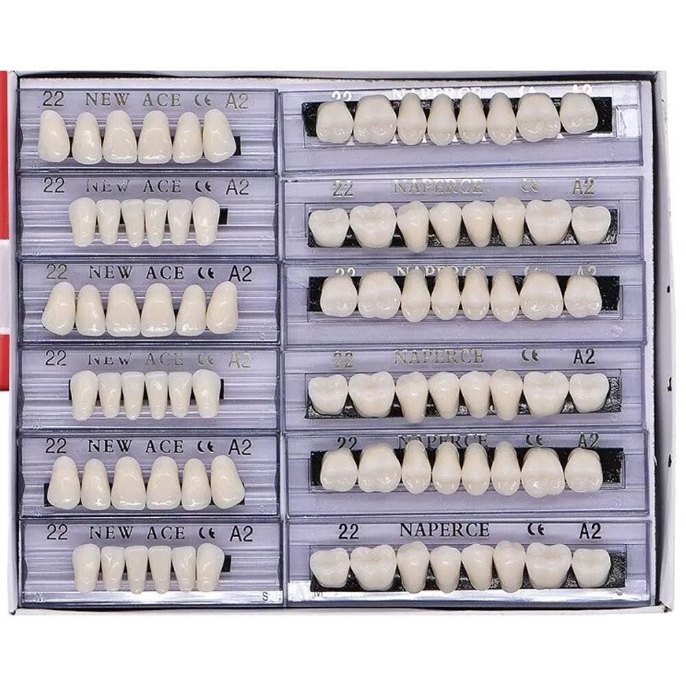 168PC Acrylic Resin Denture #22 Dental Upper Lower Shade A2 Teeth Set USA