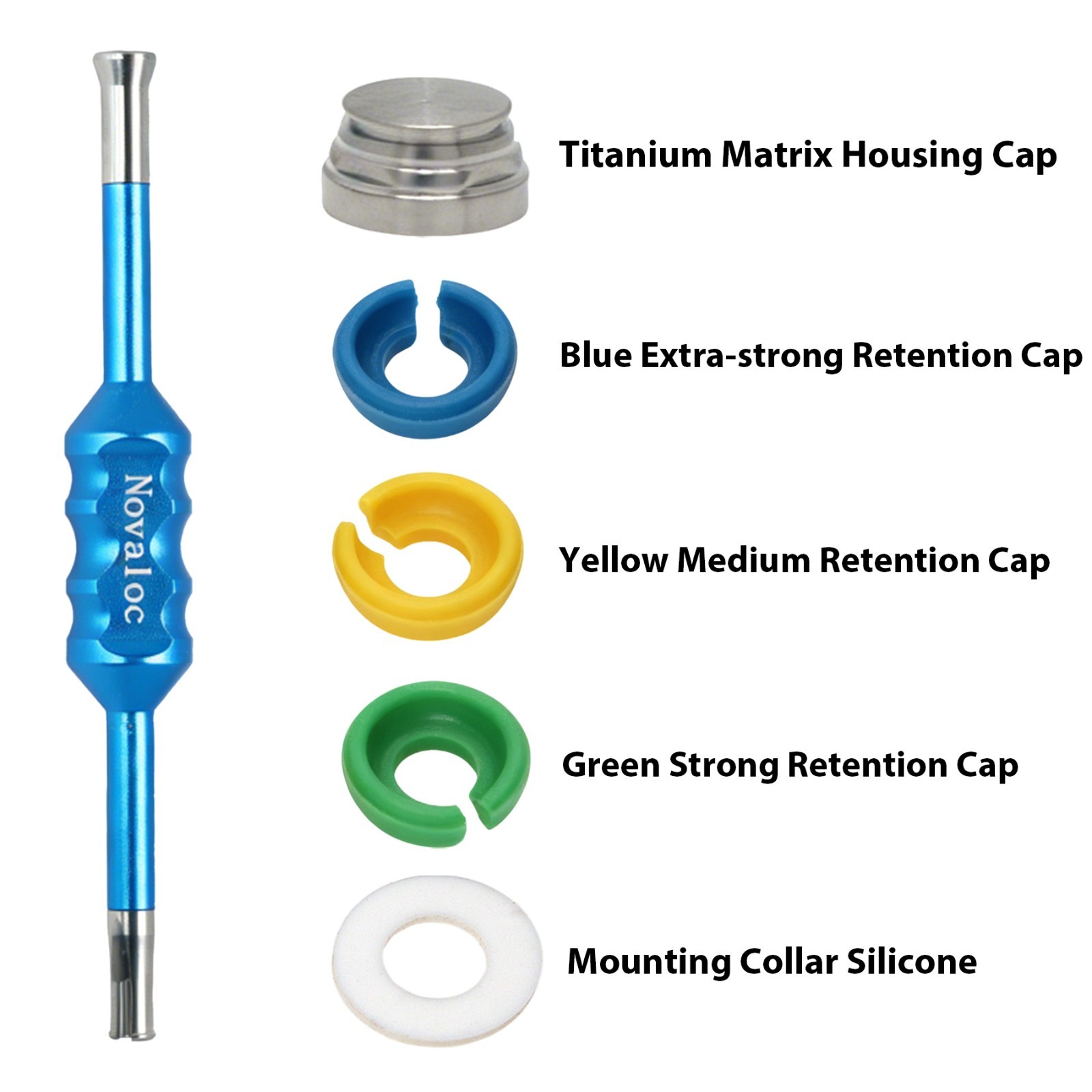US For Novaloc Dental PEEK Retention Caps Kit Implant Mounting Demounting Tool