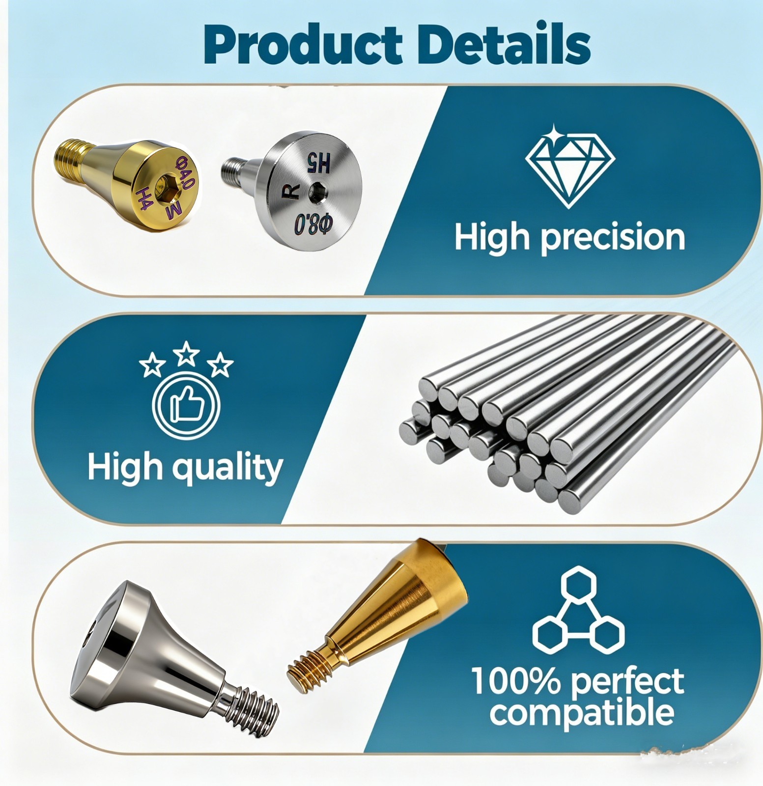 Titanium Osstem Hiossen Healing Abutment Cover Screw fits Mini & Regular Implant