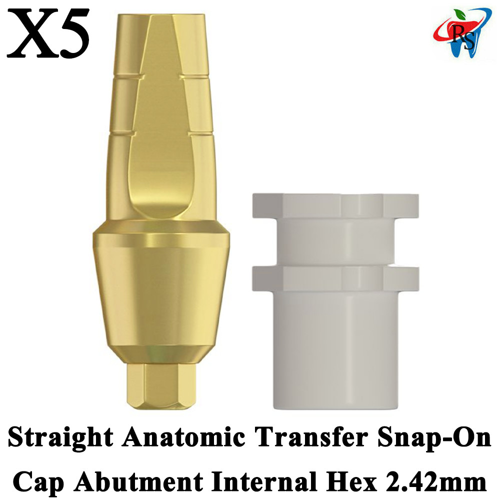 5pcs Dental Straight Snap On Anatomic Transfer Internal Hex 2.42mm Prosthetics