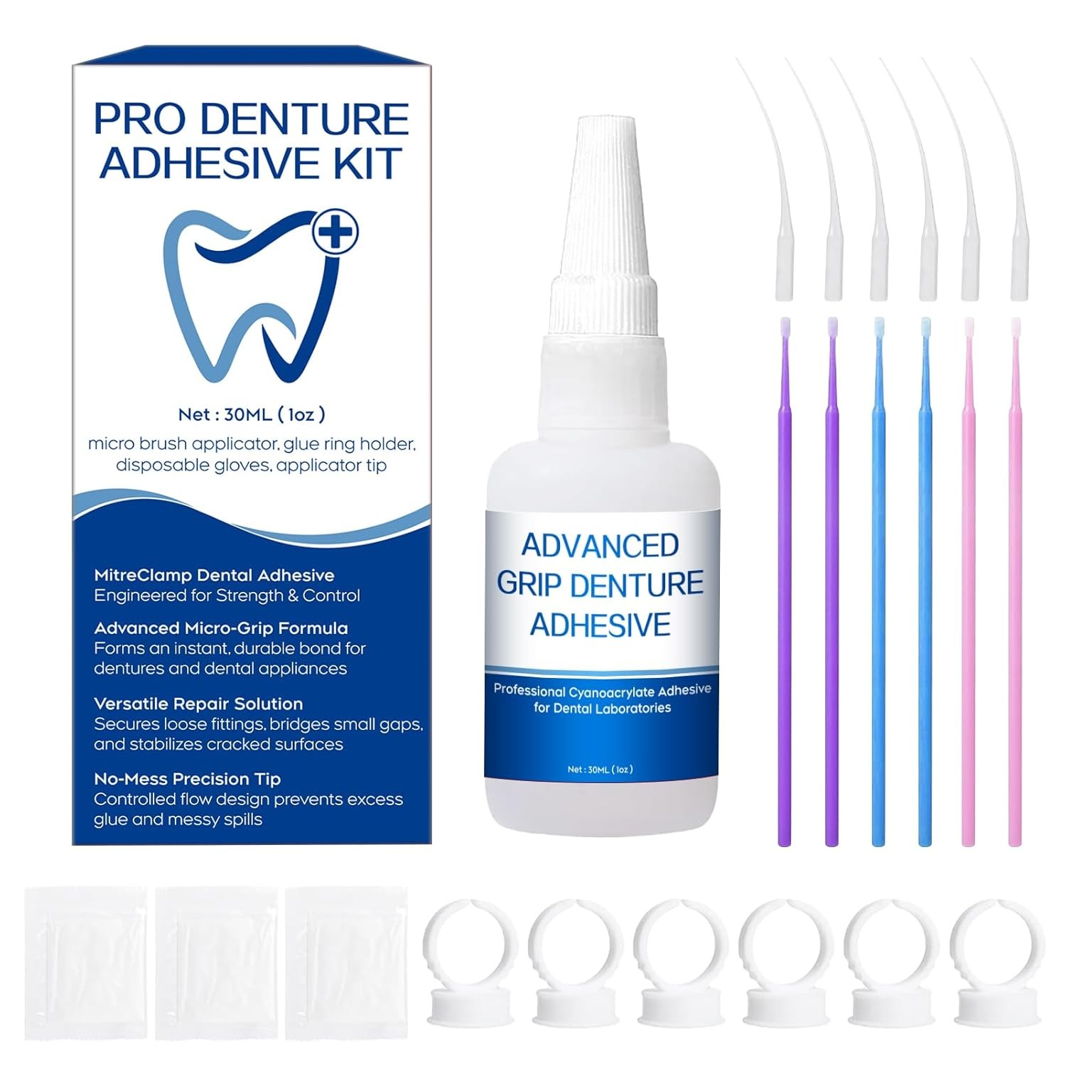 Dental Lab Adhesive Instant Bonding Glue for Dentures Fast Setting 15-60 Sec