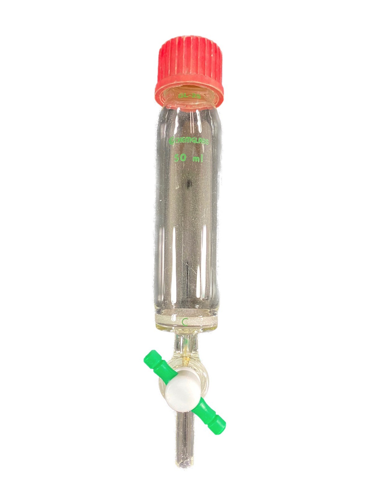 CHEMGLASS Glass 50mL GL-25 Coarse Frit Solid Phase Peptide Synthesis Vessel