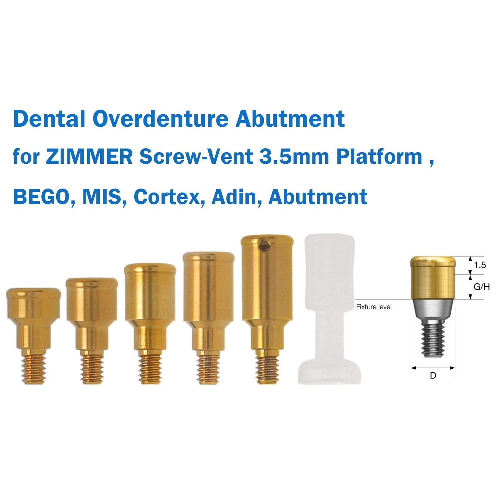 US For Zimmer MIS Implant Removable Locator Abutment Diameter Ø3.5mm/4.5mm 1Pcs