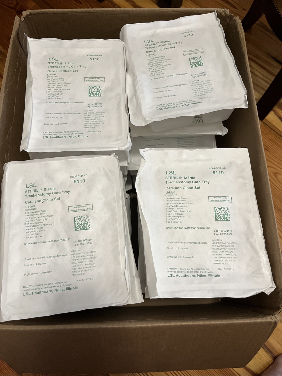 Lot of 20 LSL 5110 Tracheostomy Care Trays w/Gloves Plus More Expires 2030