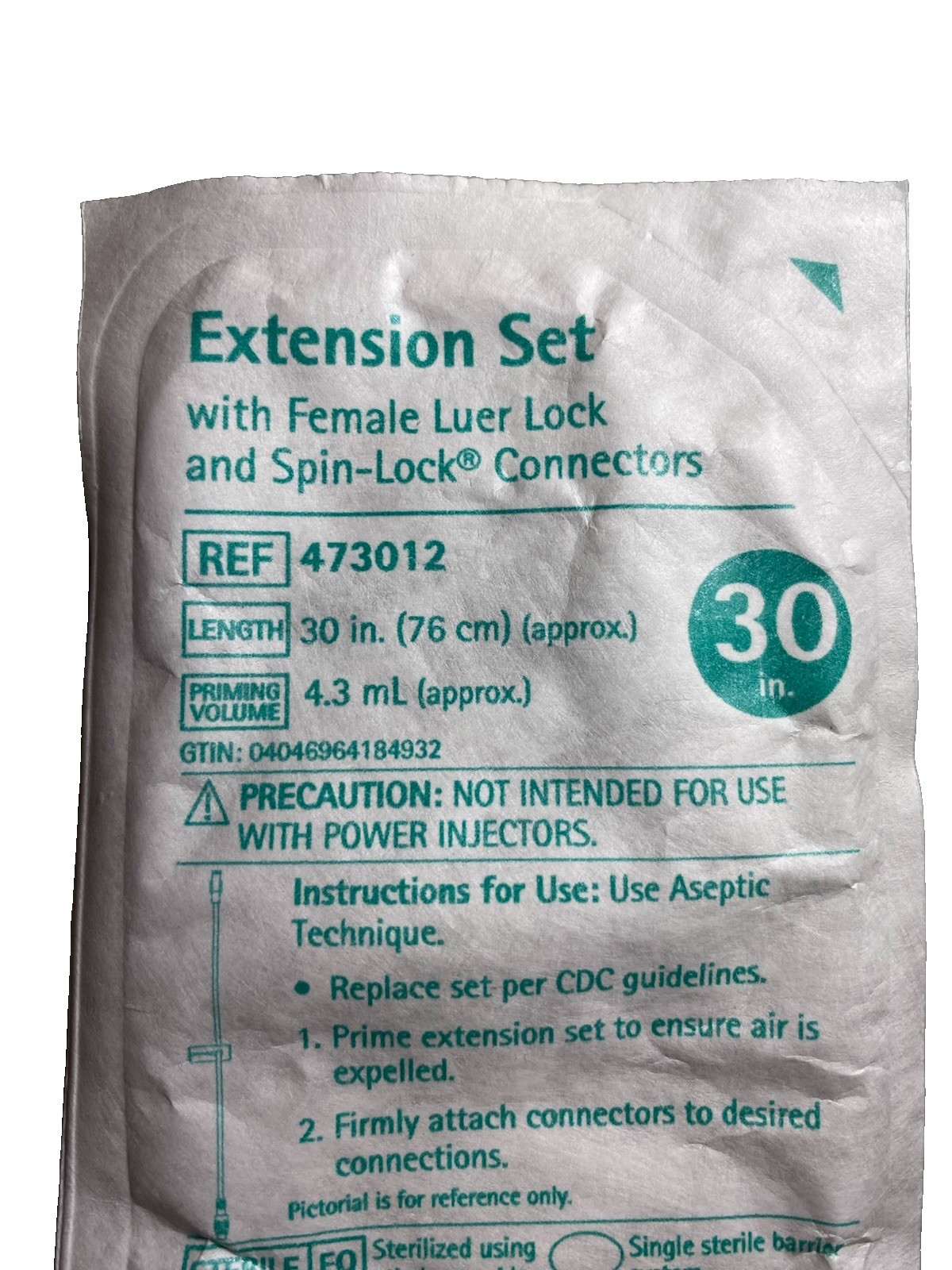 Lot of 90 Extension Set 30 in Female Luer Lock & Spin Lock Ref 473012