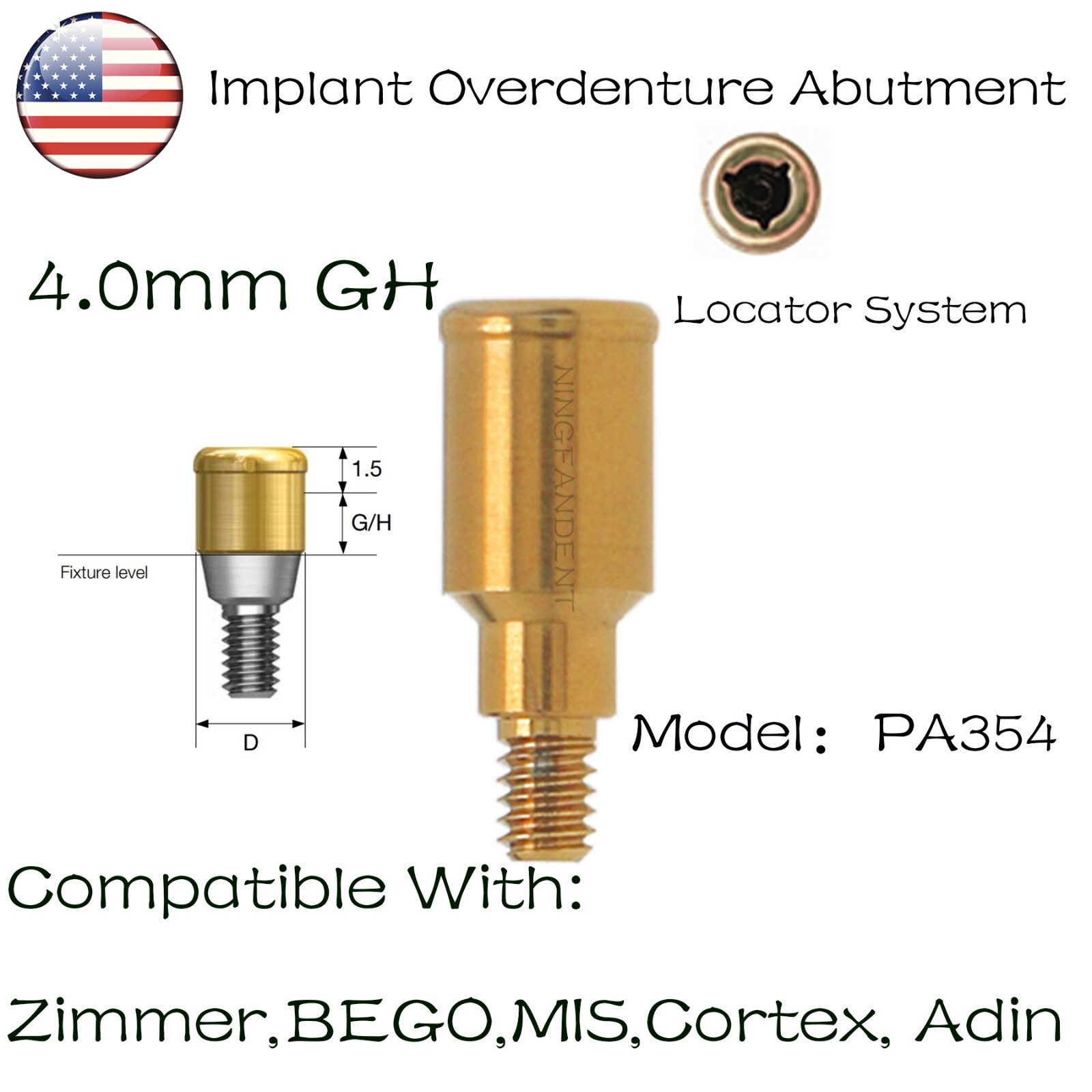 US Locator Tapered Abutment 1-5.0mm height for Zimmer TSV3.5 Mis Adin Implants