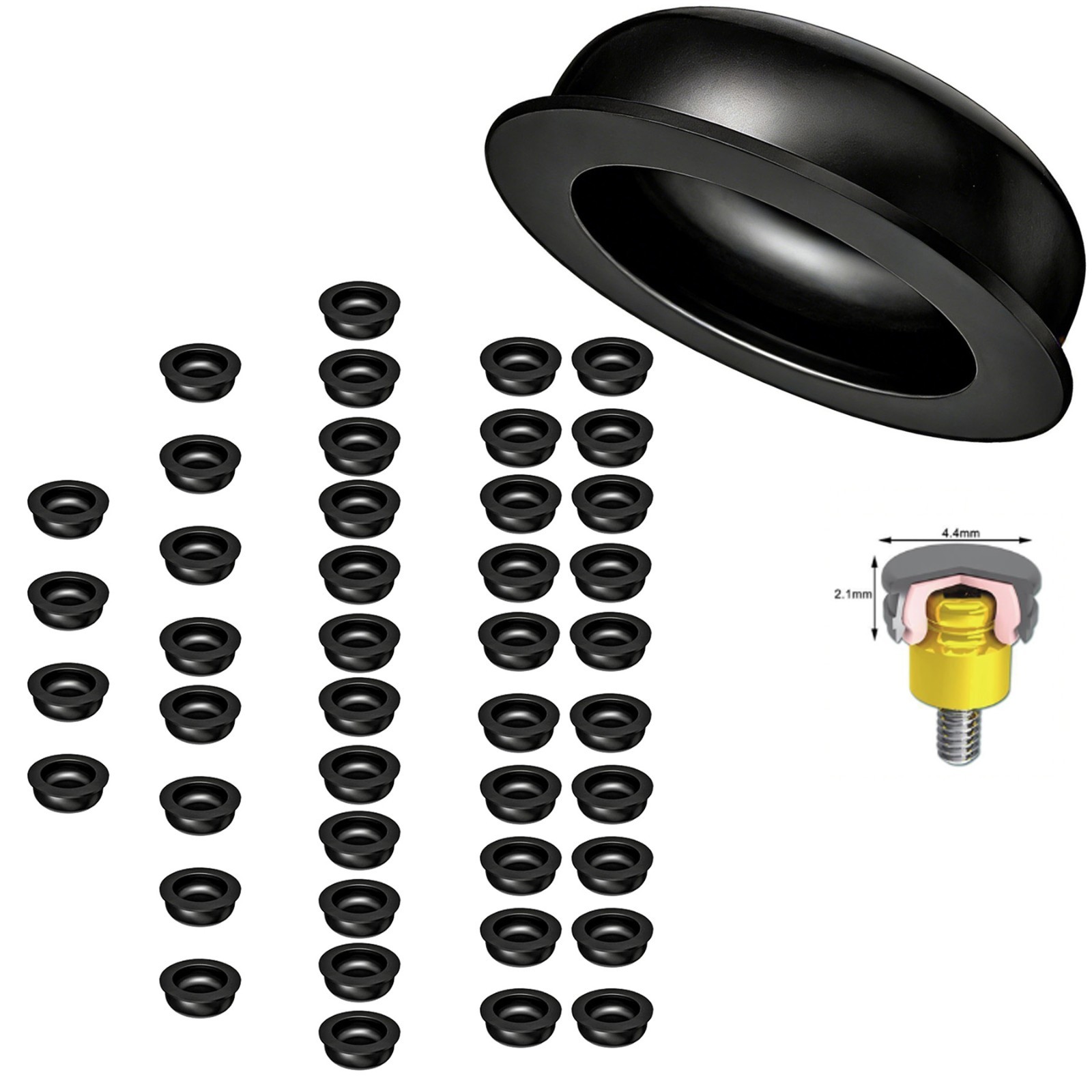 US Dental Locator Black Processing Replacement Male Inserts Caps Overdenture Set