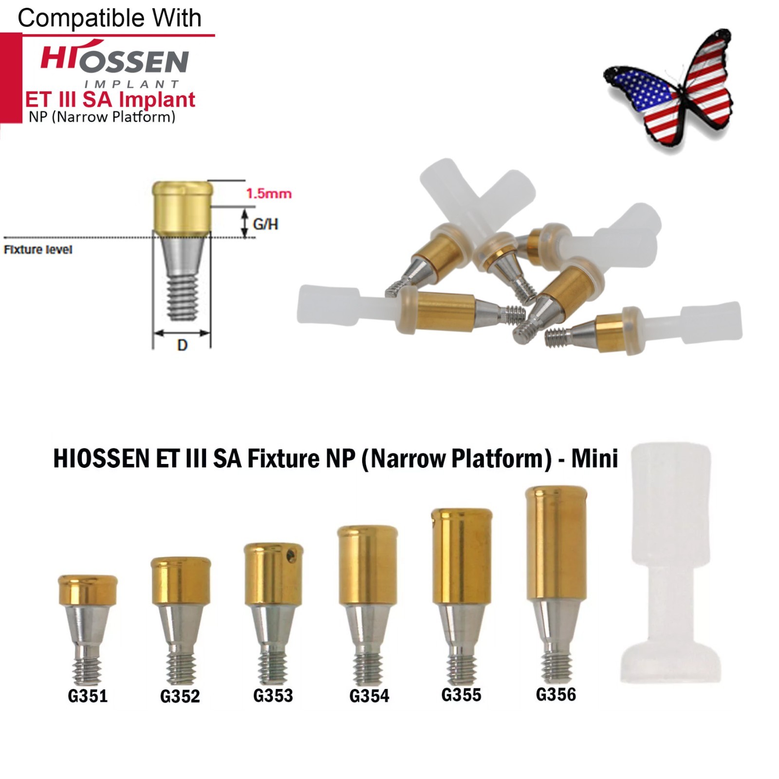 Locator Attachment Tapered Overdenture Abutment Fit Hiossen/Nobel/Biocare/Zimmer