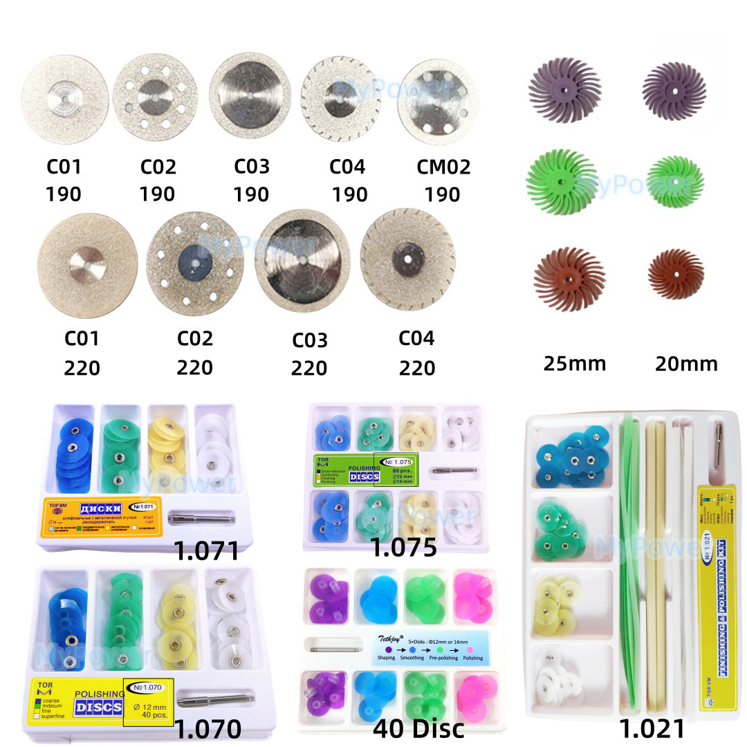 Dental Composite Finishing Diamond Polishing Disc Kit Spiral Wheel Mandrel TOR