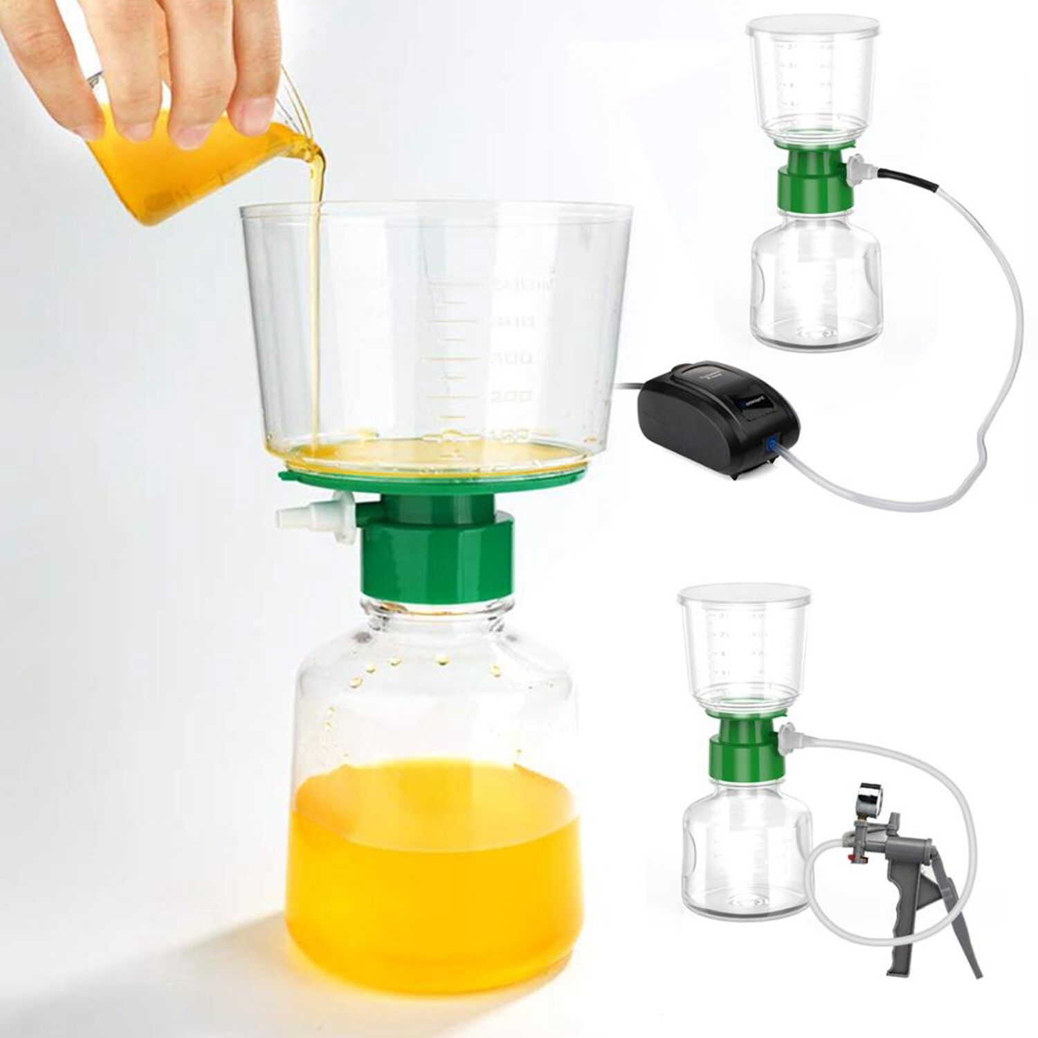 (4 Pack) Lab 250mL Disposable Sterile Vacuum Filter Bottle PES Membrane 0.22μm