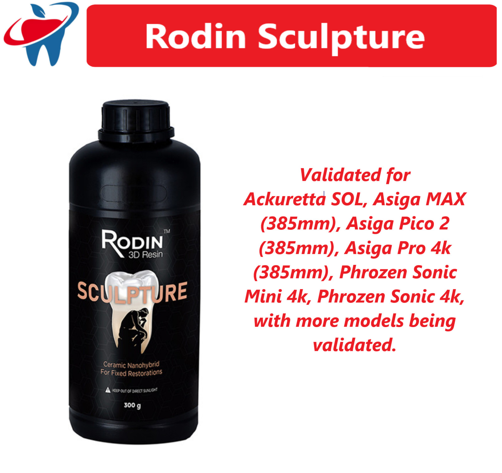 3D Print Resin Rodin Sculpture Ceramic Nanohybrid Resin Shade A1, 300g Btl