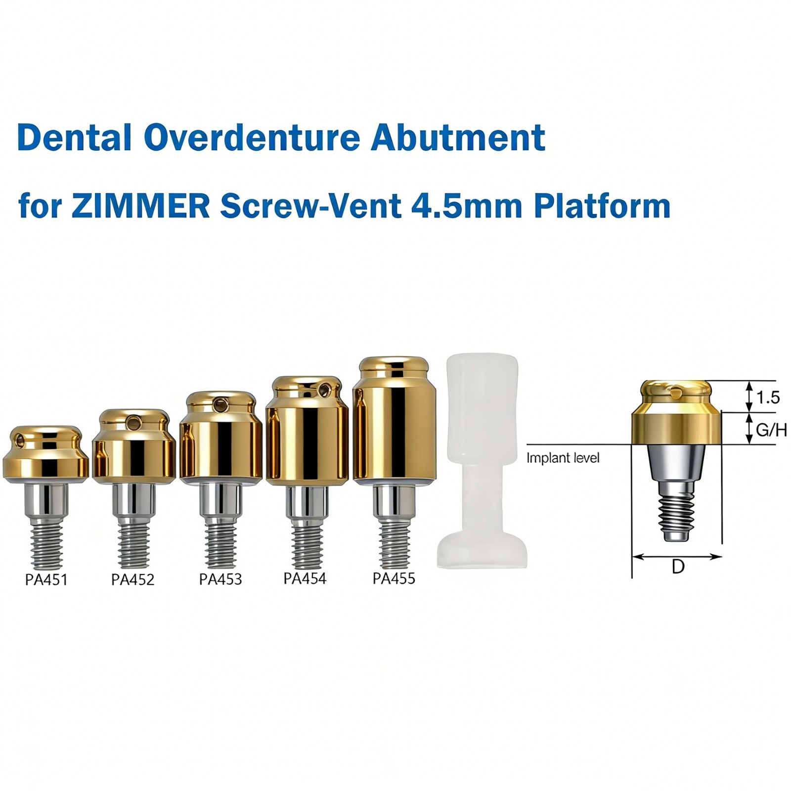 US Implants Locator Abutment Caps for Zimmer Tapered Screw-vent 4.5 Internal-Hex