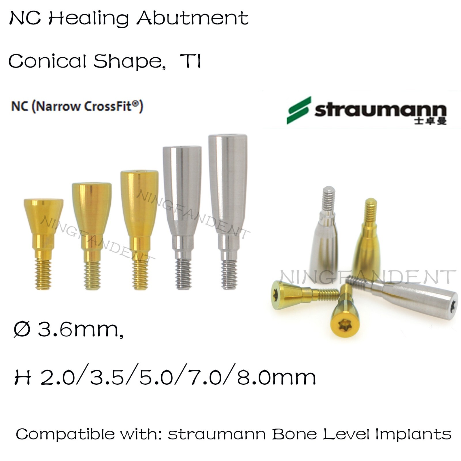 Healing Cap Abutment NC ITI Straumann BL/BLT Fits 2.0/3.5/5.0/7.0/8.0mm H Ø3.6 D