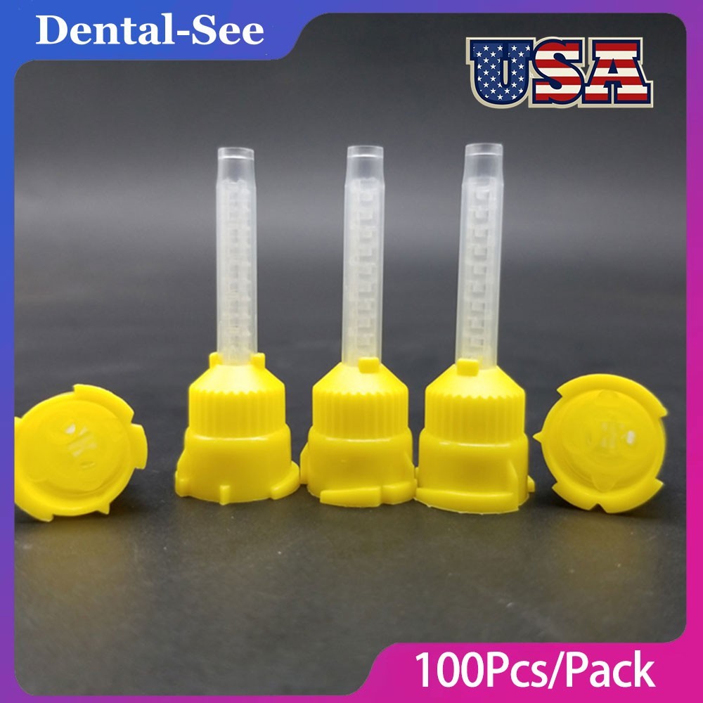100Pcs Dental Impression Mixing Tips 1:1 Intraoral Tip for Light Body USA