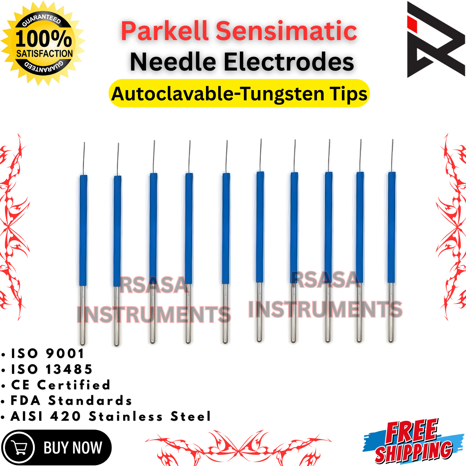 Parkell Dental Electrosurge Electrosurgery T7 Reusable New CE (Set of 10 Tips)