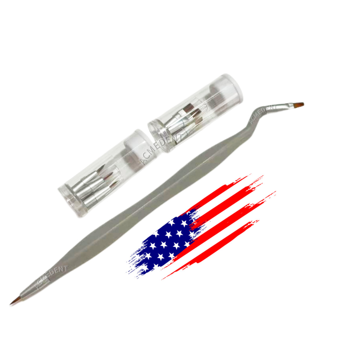 Dental Brush Pen Replaceable Brushes Tips Straight Curved Head Mini Micro Brush