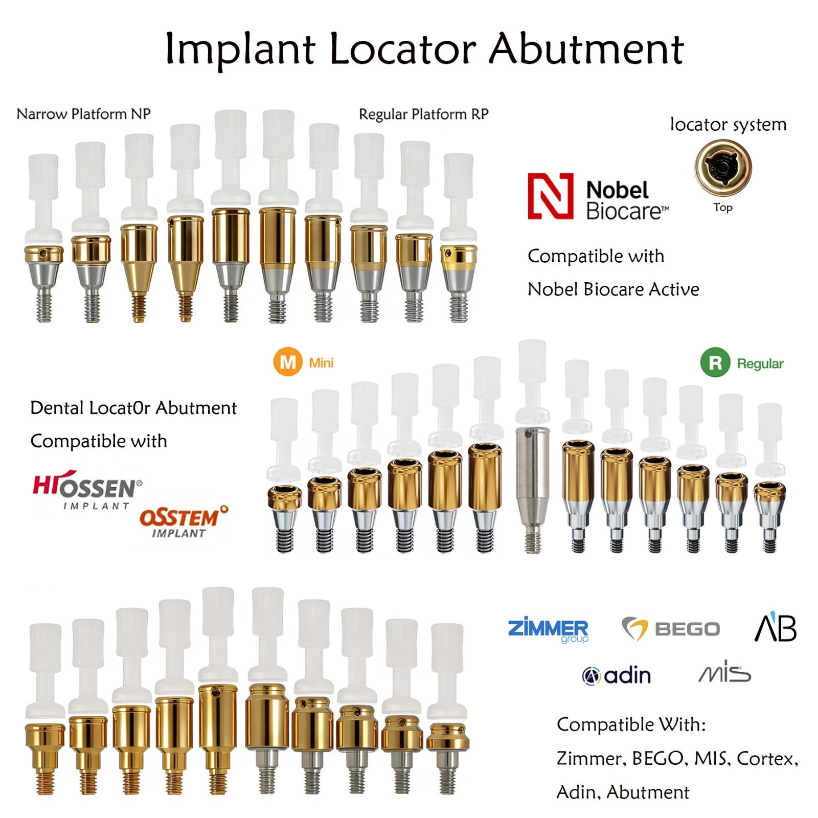 US For Hiossen/Nobel Biocare/Zimmer/Bego/Mis Dental Locator Attachment Abutment