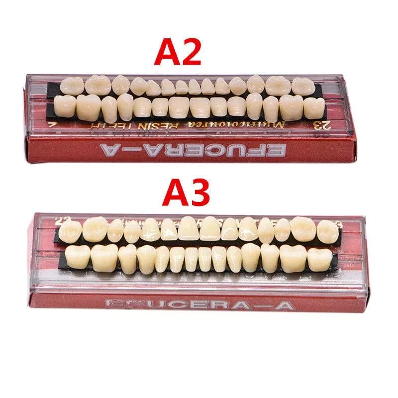 56 Pcs (A2+A3) False Teeth Dental Acrylic Resin Full Set Teeth Upper Lower #23