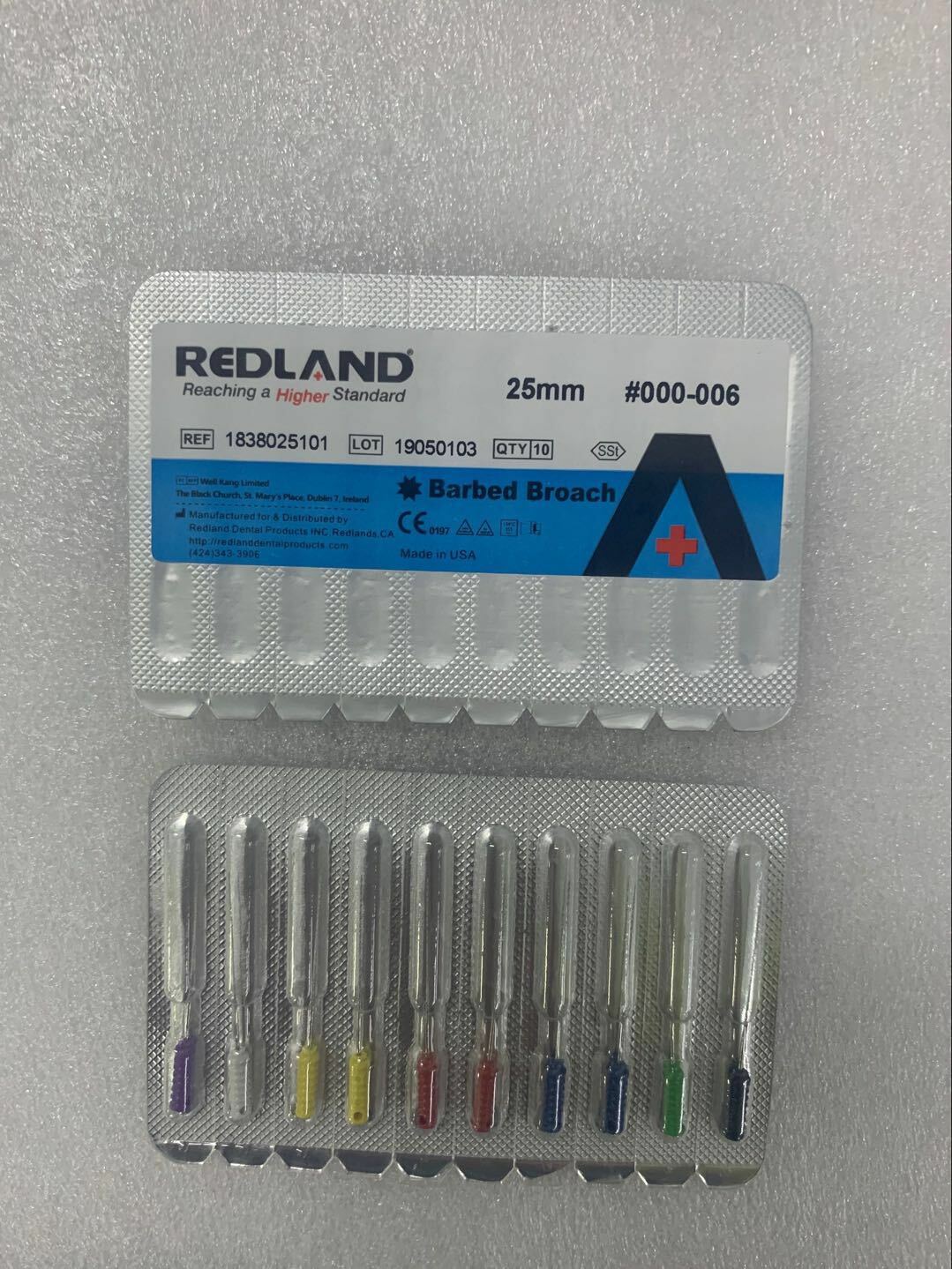 Redland Dental 25 mm Stainless Steel Barbed Broaches (all Sizes) 10 in pack
