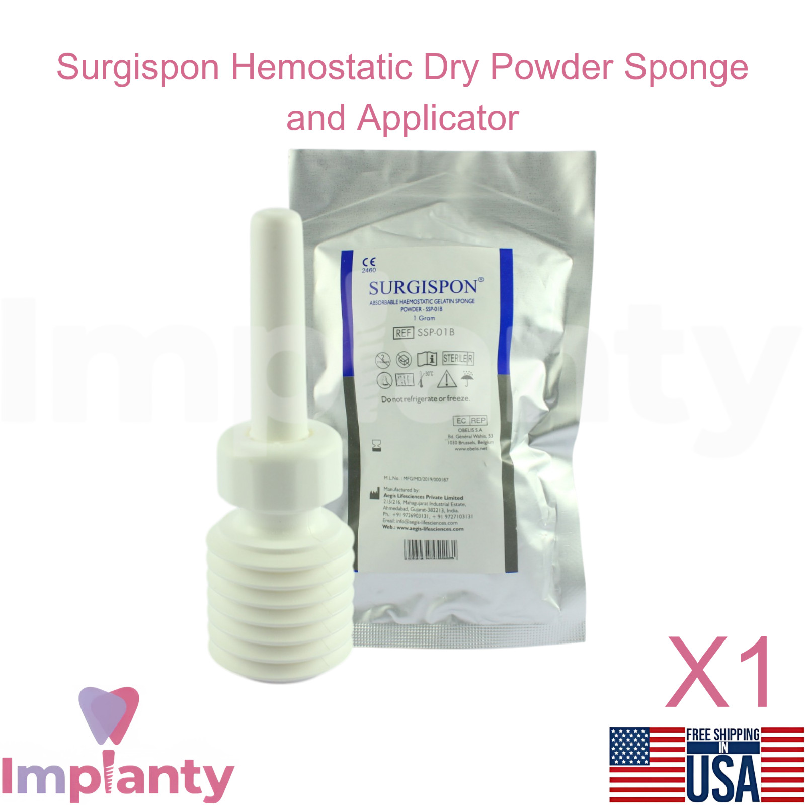 Surgispon Hem0static Dry Powder Sponge and Applicator Fast Control BIeeding