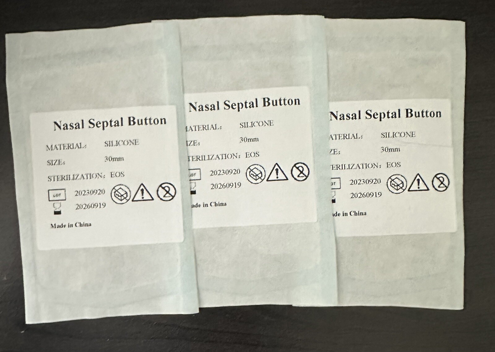Medical Silicone Nasal Septal Button Sterilized, 30mm. Pack of (5 Pair)