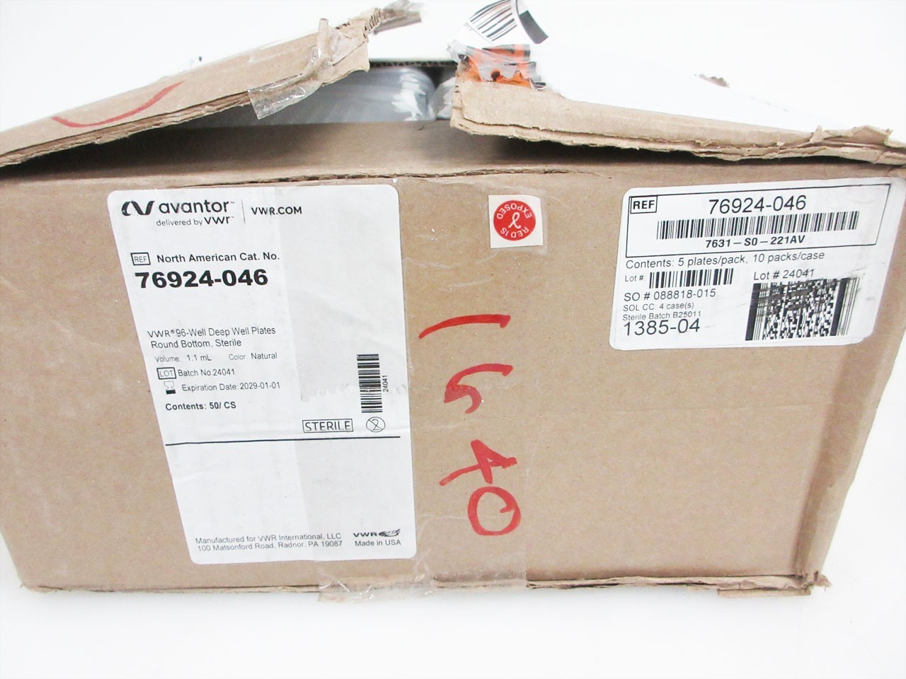 30 VWR 96 WELL DEEP WELL PLATE 1.1 mL AVANTOR ROUND BOTTOM STERILE 76924-046