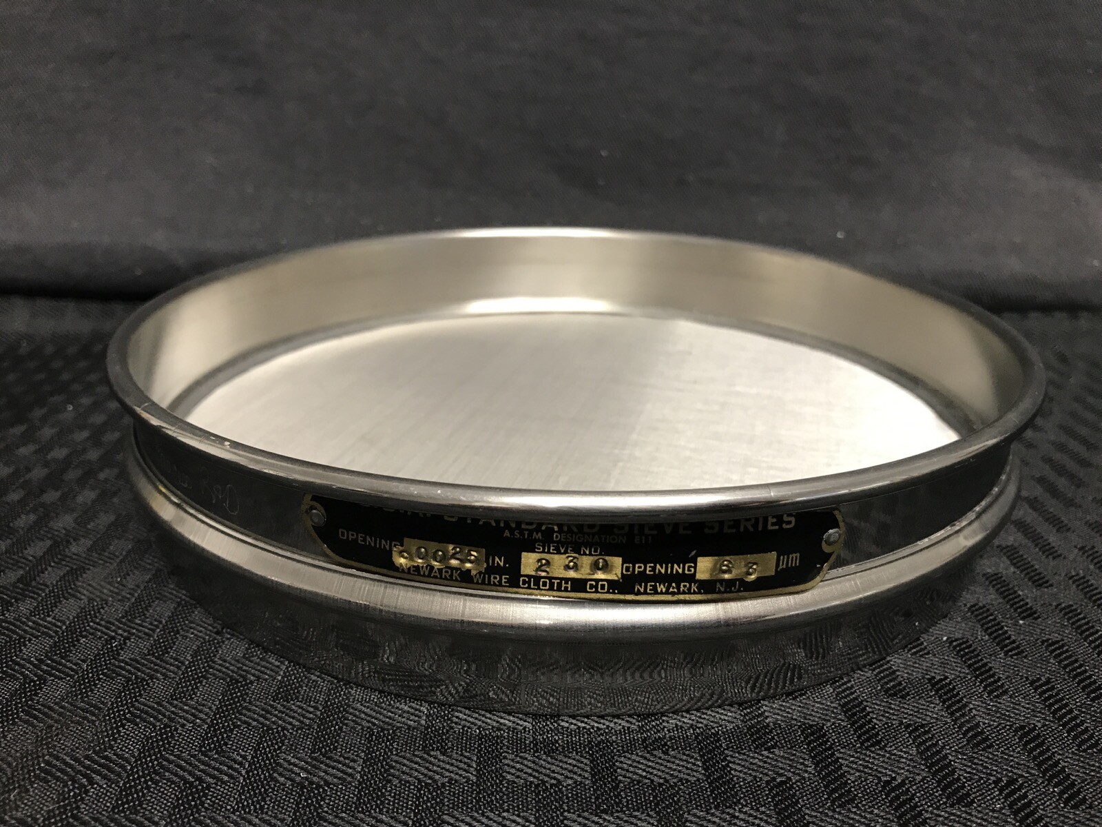 NEWARK 8” U.S.A. Standard No. 230 Mesh SS Half Height Test Sieve 63um 0.0025”