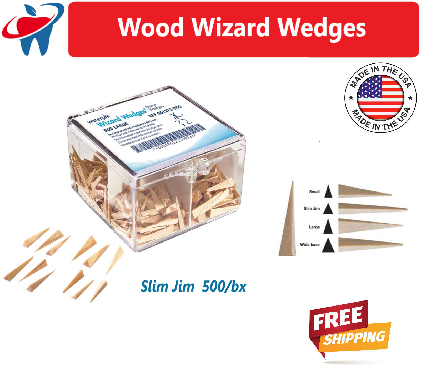 Dental Wizard Wedges Wide, Slim Jim, 100-500/Box, Assorted, Matrix wood