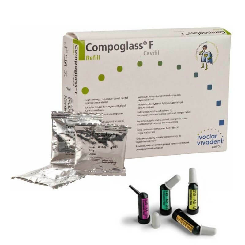 *20-Packs* Ivoclar Vivadent Compoglass F 0.25g 110/A1 Cavifil Cartridge 546980