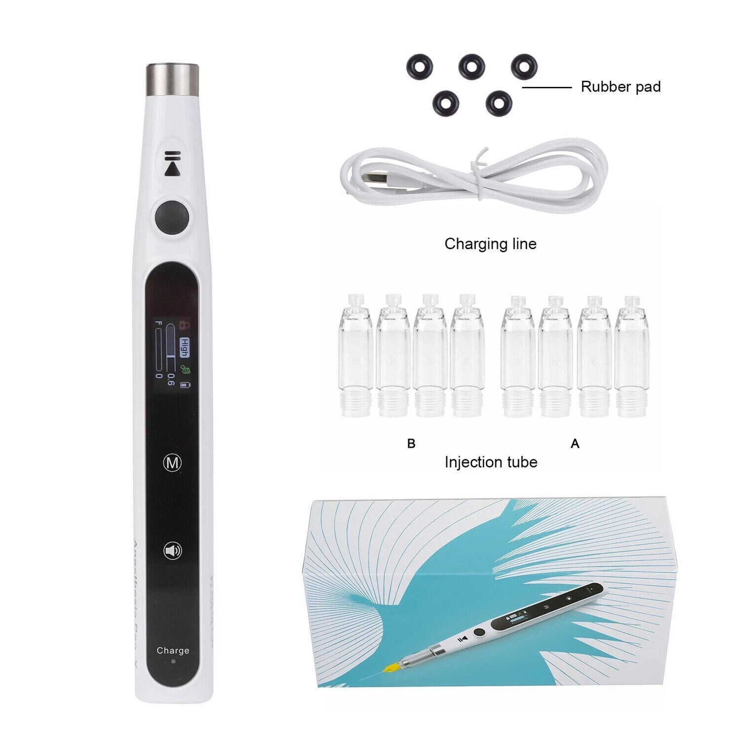 REDLAND Dental Anesthesia Injector Syringes Wireless Pen with 8 Injection Tubes