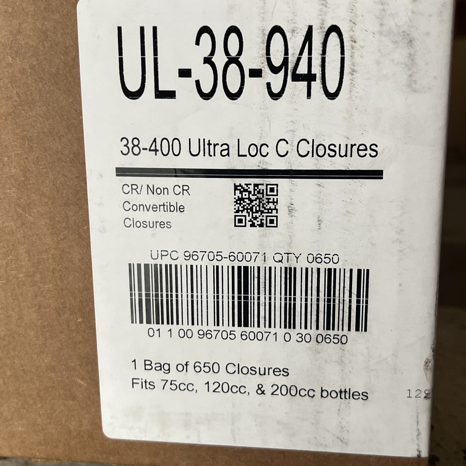 1 bag of 650 closures. 38-400 ultra loc c closures
