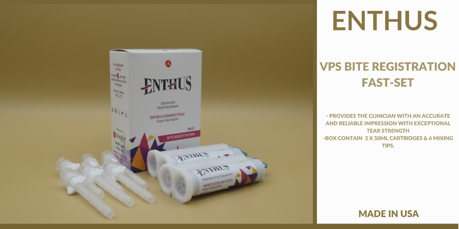 ENTHUS BITE REGISTRATION FAST SET- 2 X 50ml Cartridges & 6 Mixing Tips