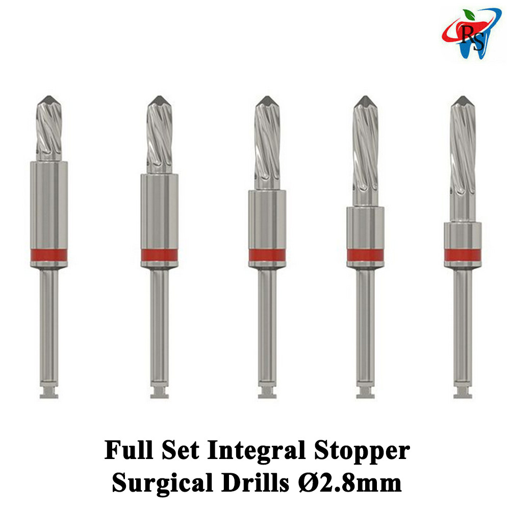 5pcs Dental Integral Stopper Surg ical Drill Ø2.8mm Tools Burs Full Set
