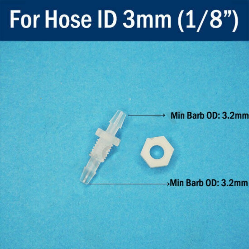 Plastic Straight Elbow Bulkhead Fitting Hose Barb Tube Connector Inch In 1~12mm