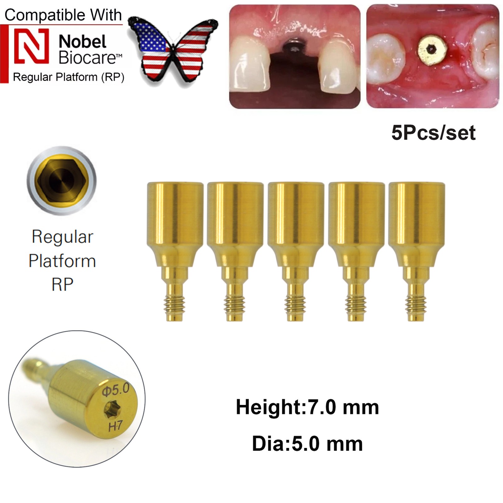 US Nobel Biocare Implant Healing Abutment Cap Titanium NP RP CC Temporary Dental