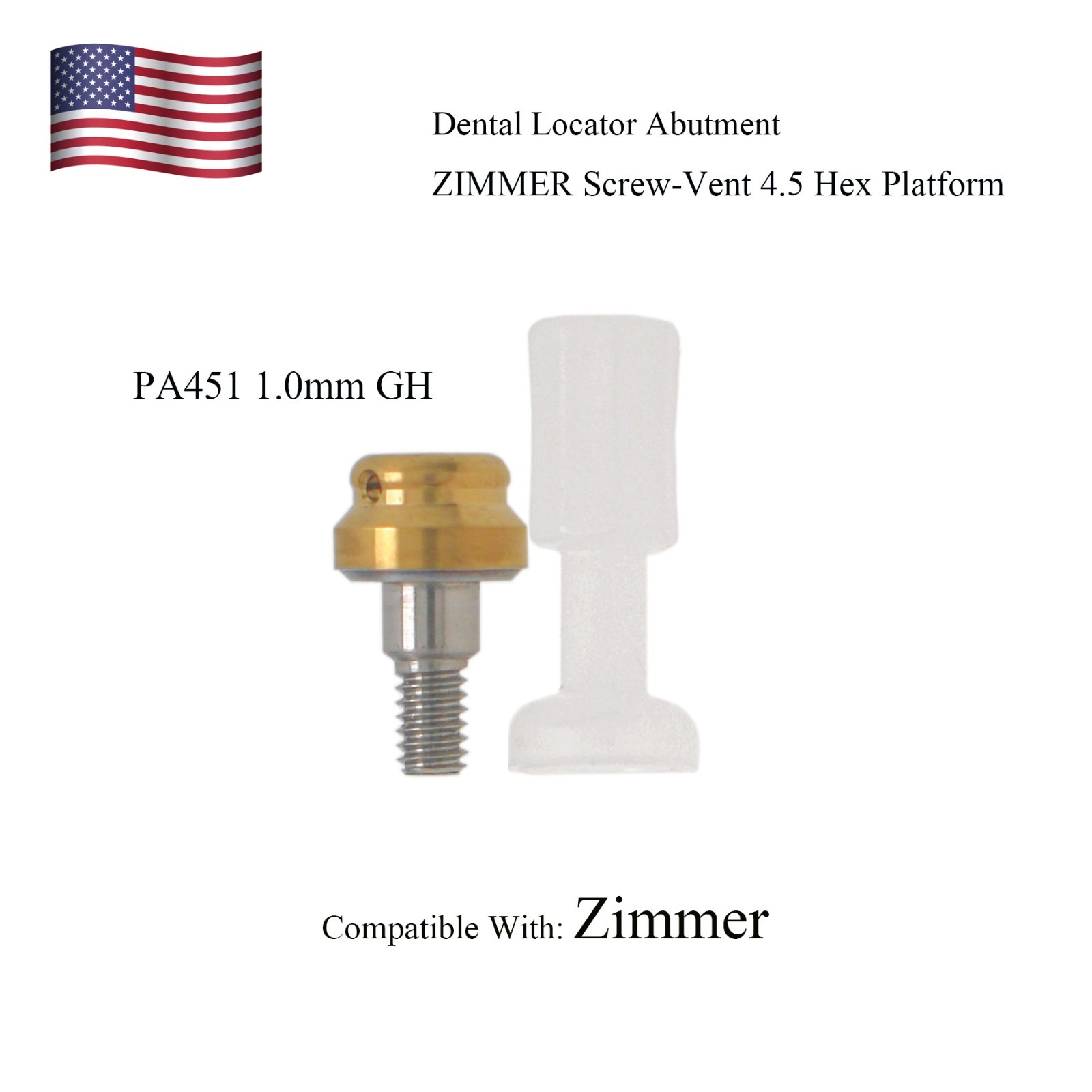 US Implants Locator Abutment Caps for Zimmer Tapered Screw-vent 4.5 Internal-Hex