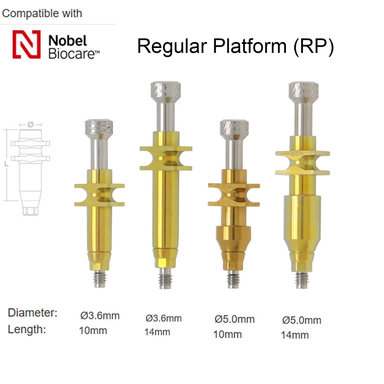 Nobel Biocare Active Implant system Analog Impress Coping Open/Closed Tray NP/RP