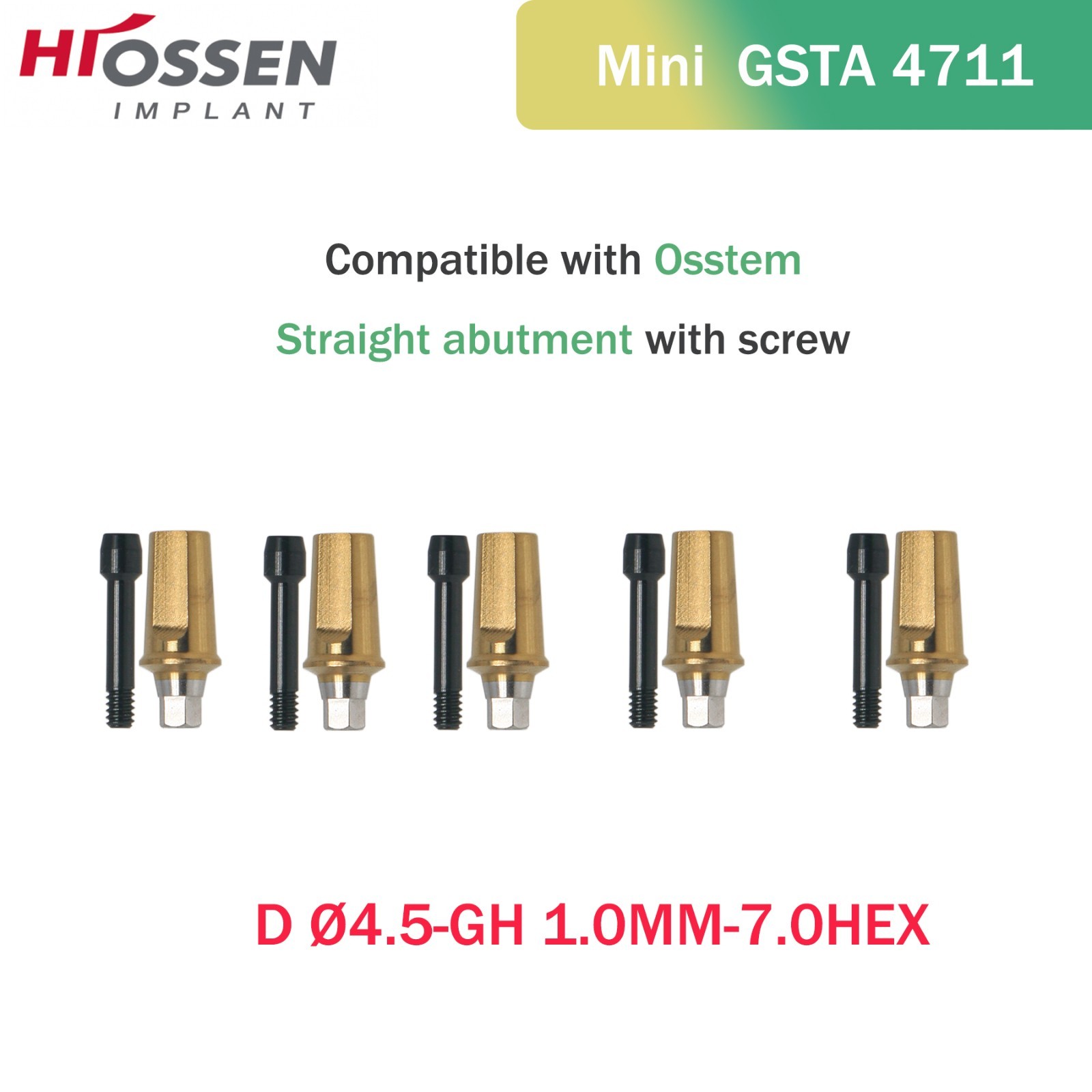 Hiossen Straight Transfer Abutment Components ET III SA Implant MINI/Regular Hex
