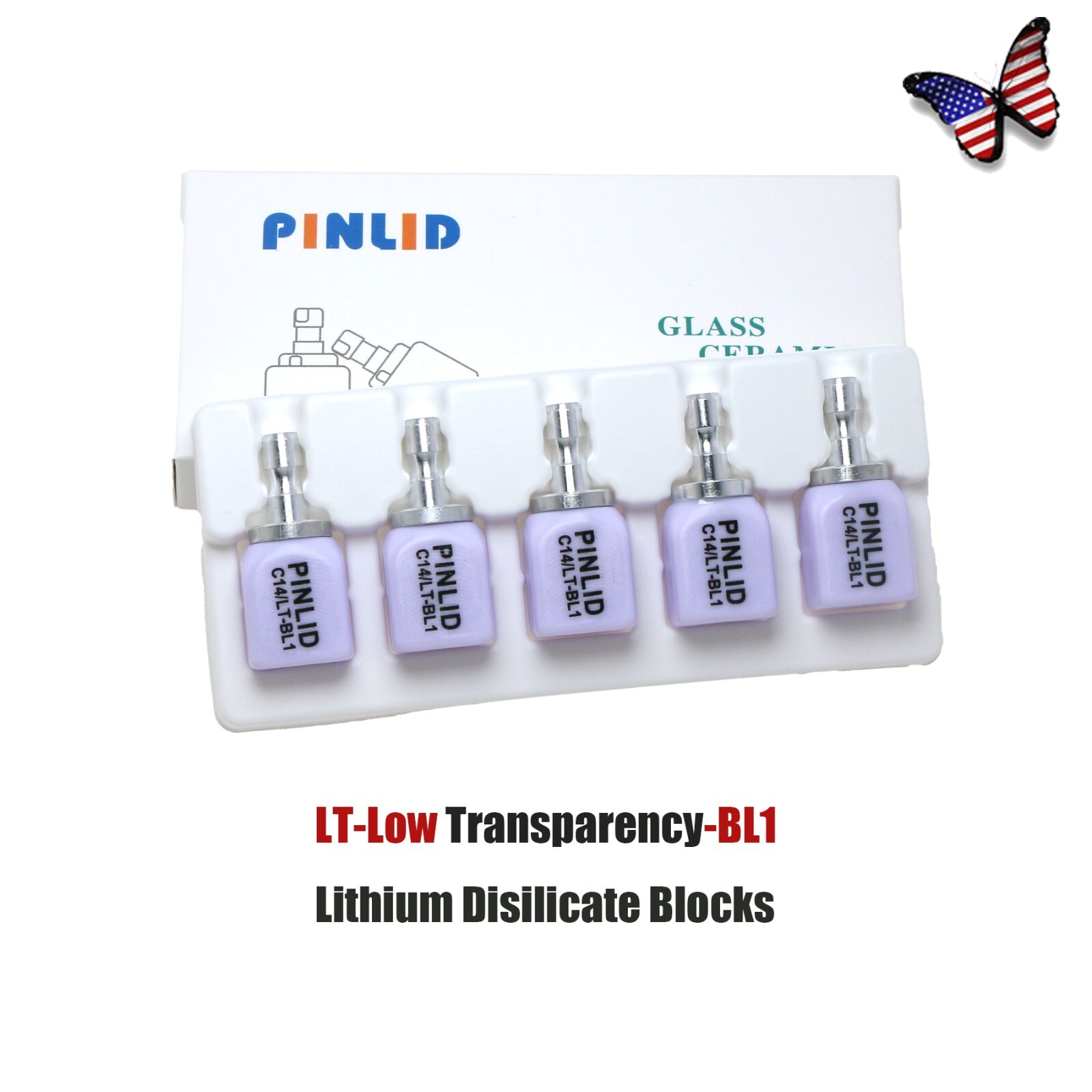 US LT C14 Dental Glass Ceramic Lithium Disilicate Block CEREC Emax CAD CAM Block