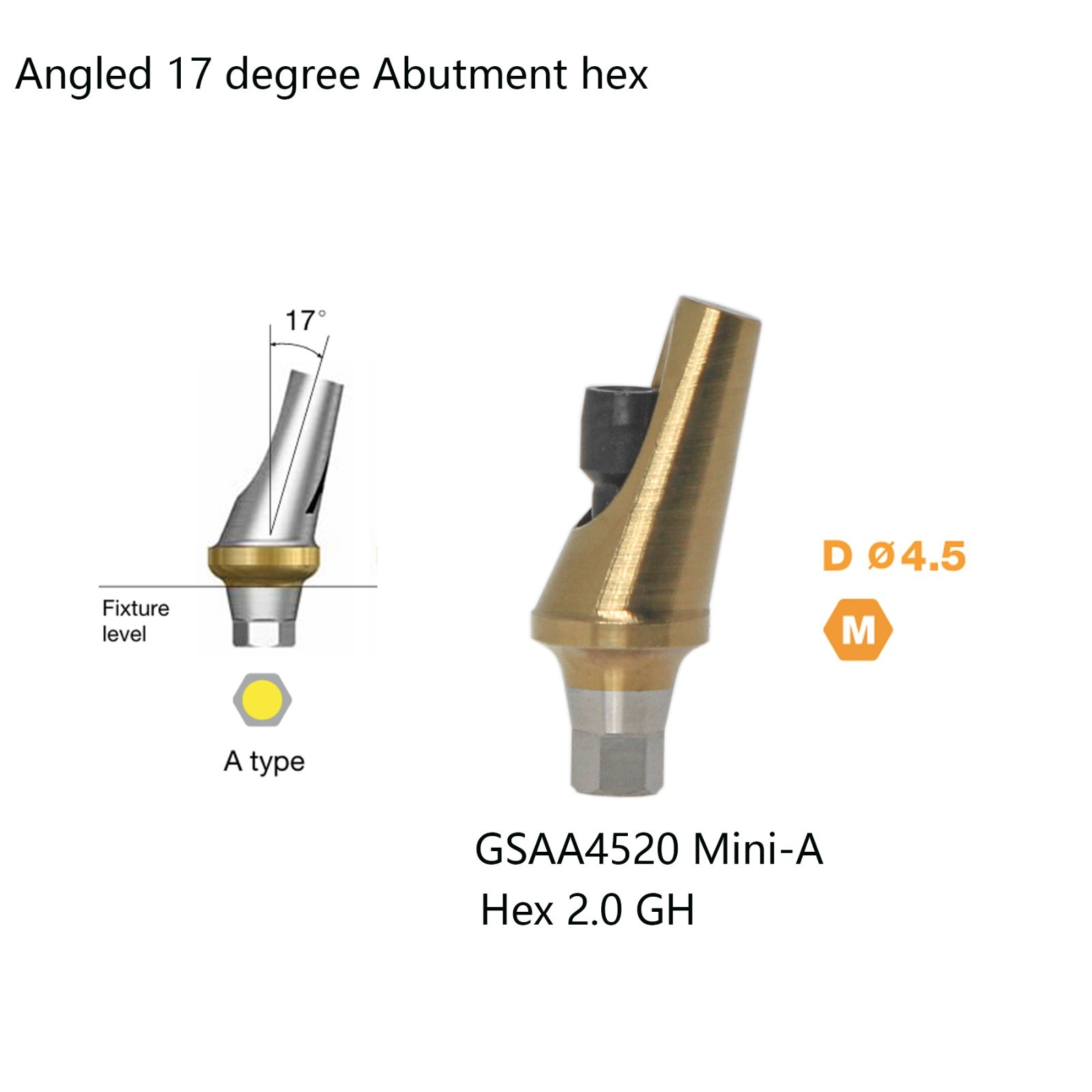 17° Dental Angled Anatomic Abutment For Hiossen Mini/Regular Platform Osstem TS