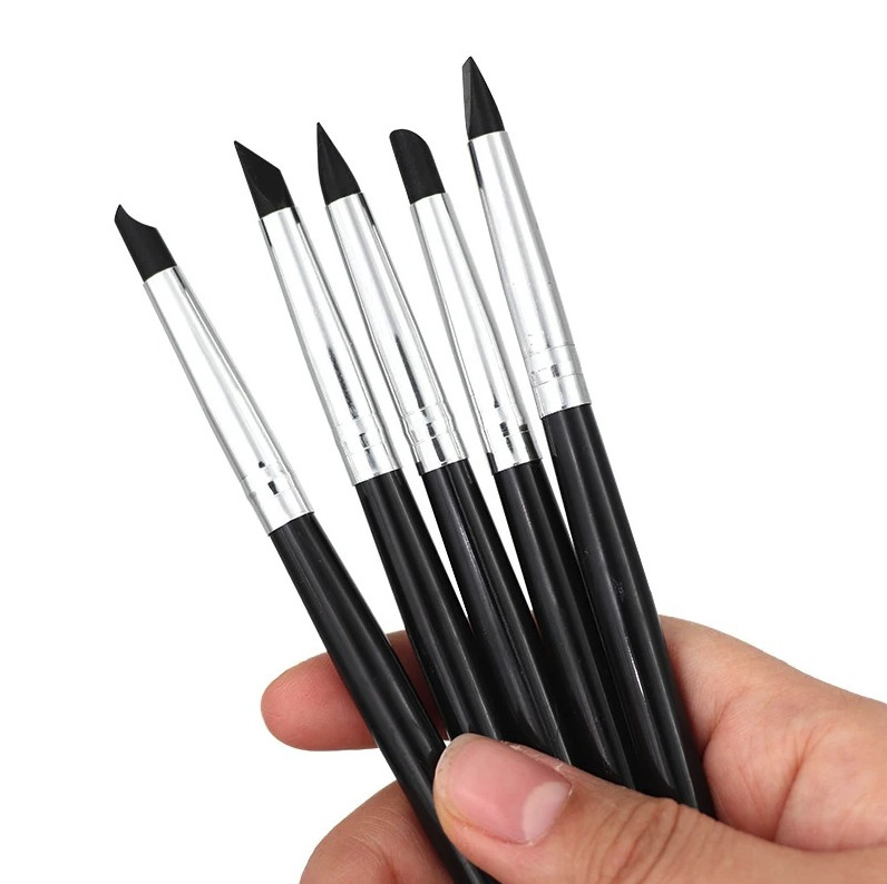 5pcs Silicone Shaping Pen Brush Set Resin Art Dental Sculpting Tool – NEW