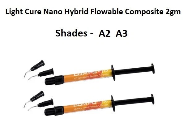 D Tech Dental COMPO FLO LC Nano Hybrid Flowable Composite 2 x 2gm – SHADE A2 A3