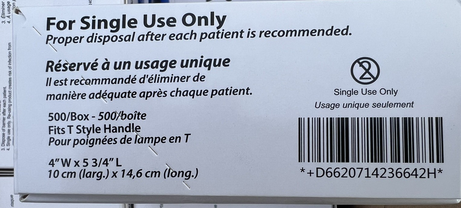 Patterson Dental Light Covers 4”WX5 3/4 Barrier Protection 500 Count Lot of 12