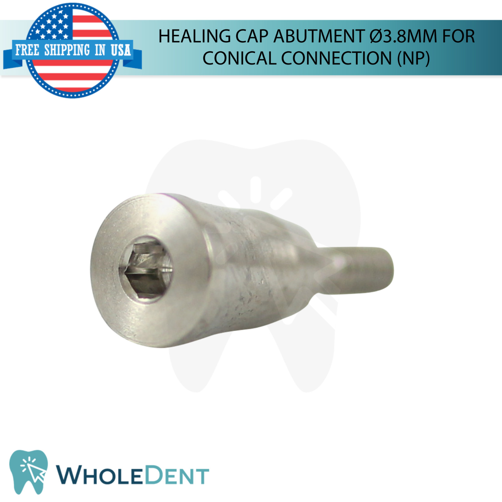 5x Dental Healing Cap Ø3.8mm Narrow Platform Conical Connection Hex 2.25mm