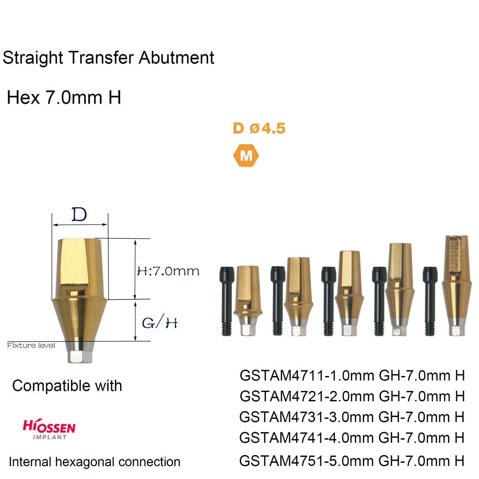US Dental Hiossen/DIO UR II/Neo Biotech Mini/Regualr Straight Transfer Abutments