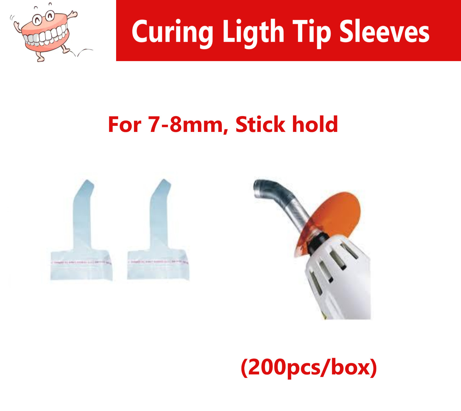Dental Curing Ligth Tip Sleeves For 7-8mm, Stick hold (200pcs/box)