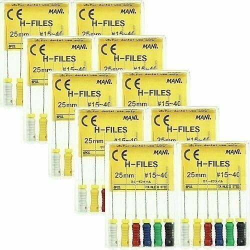 Mani Dental Endodontic H-Files Root Canal Stainless Steel 21mm & 25mm 6/PK