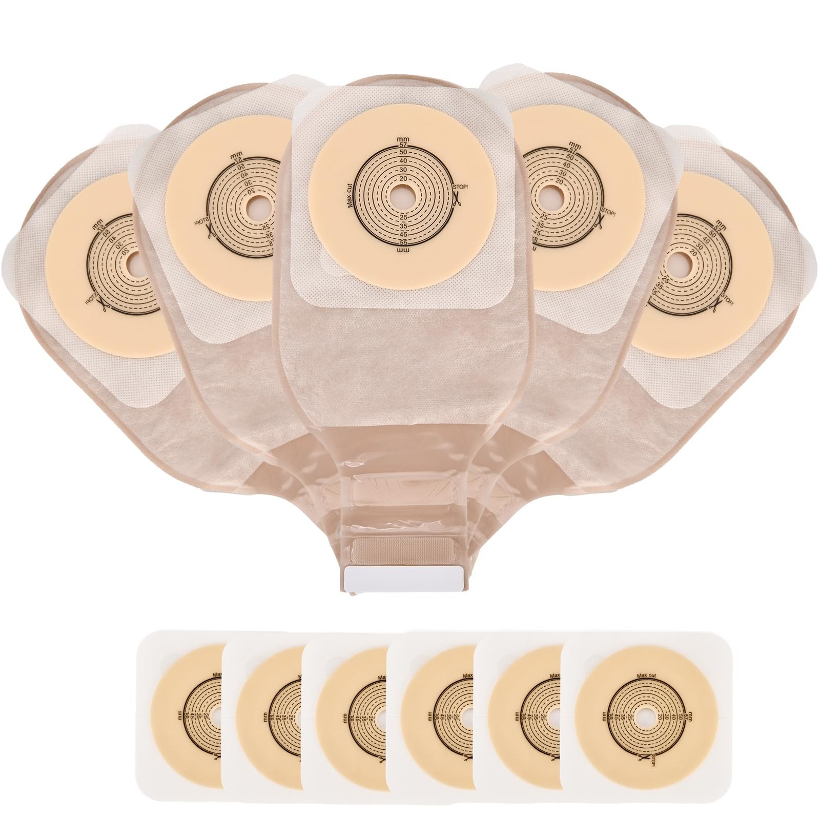 21 PCS Colostomy Bags,Ostomy Supplies, Two Piece Drainable Ostomy 57mm, Beige